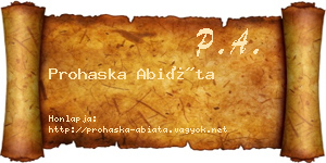 Prohaska Abiáta névjegykártya